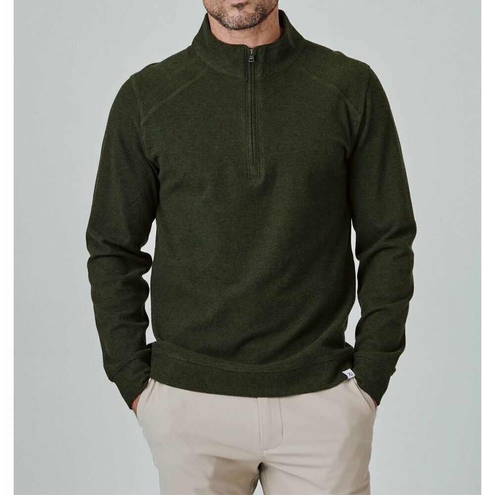 NWOT 7Diamonds Generation Quarter Zip Dark Khaki Green Pullover Sweatshirt L